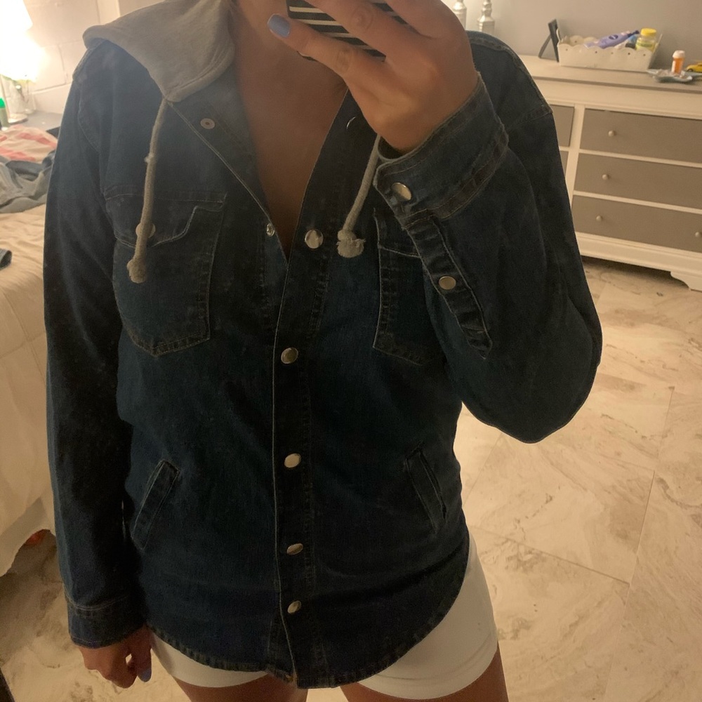 H&M jean jacket with sweatshirt hoodie attached